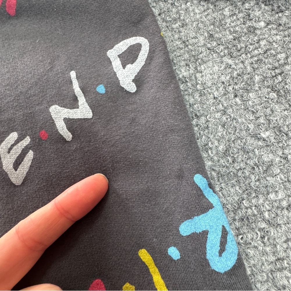 Friends All Over Logo Print Hoodie Pullover Gray Cotton Blend L - Picture 5 of 15